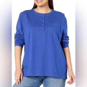 Dickies Women's Royal Blue Long Sleeve Heavyweight Henley New With Tags Size XL